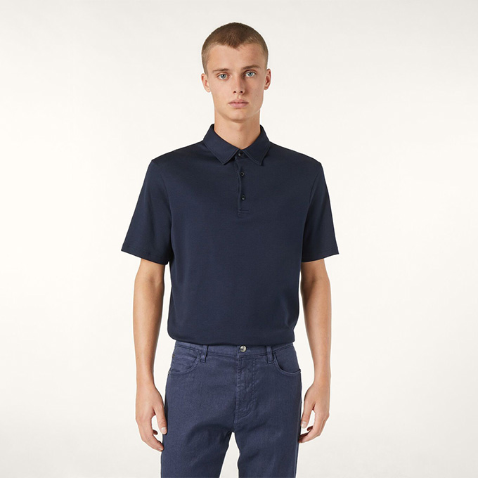 loro piana tremezzo series classic collar pima cotton short‑sleeve polo shirt